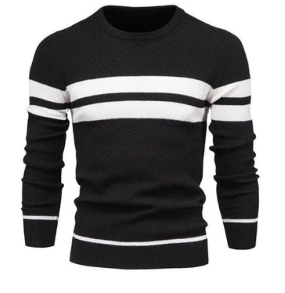Comfy Winter Striped Crew Neck Sweater - BritishElegance