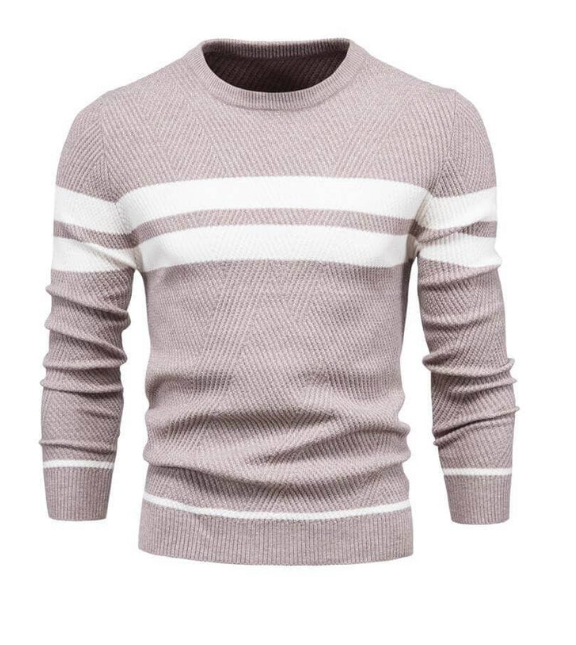 Comfy Winter Striped Crew Neck Sweater