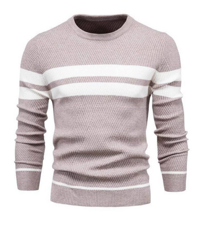Comfy Winter Striped Crew Neck Sweater
