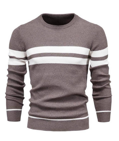 Comfy Winter Striped Crew Neck Sweater