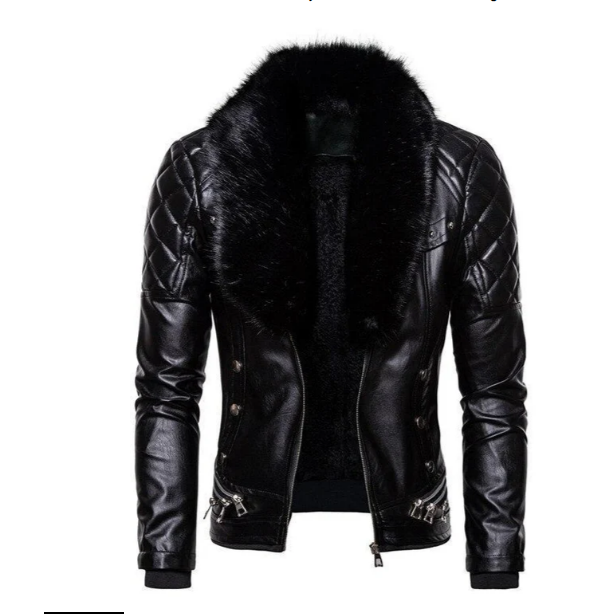 Men's Removable-Collar Leather Jacket - Ganda
