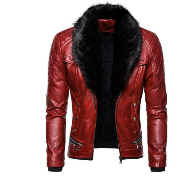 Men's Removable-Collar Leather Jacket - Ganda
