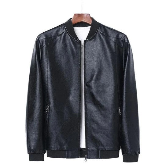 Men's Straight-Cut Opaque Leather Jacket