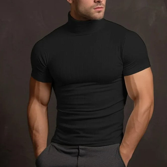 Stretch-Shirt mit Rollkragen aus Mattem Material