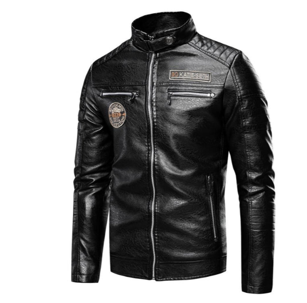 Men's Patched Leather Jacket by Joach