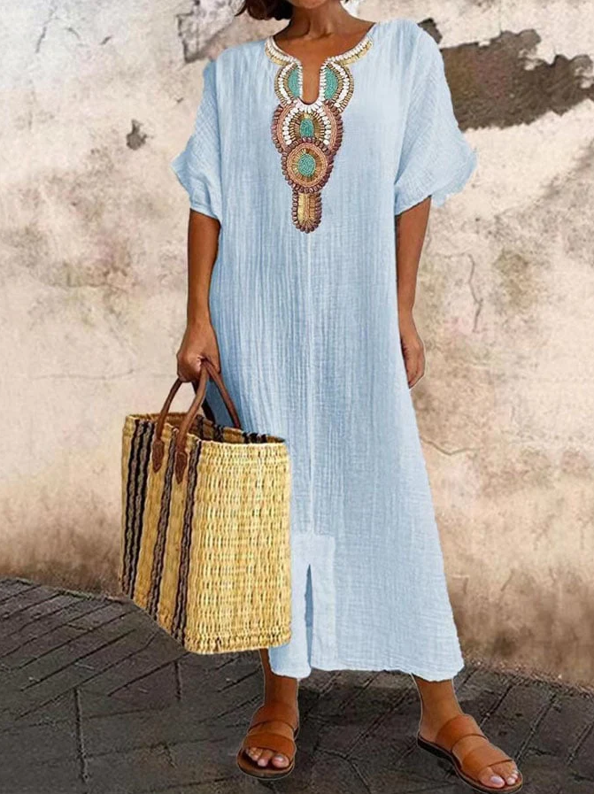 Breathable Summer Maxi Dress with Boho Style