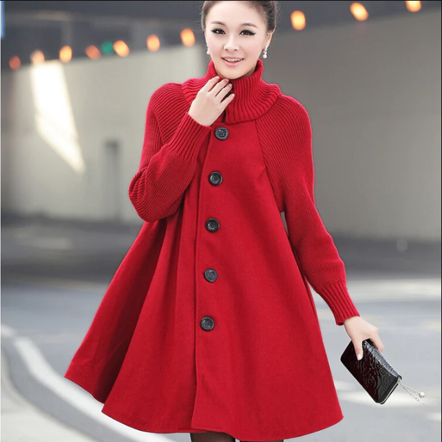 Roswitha turtleneck button-front winter coat