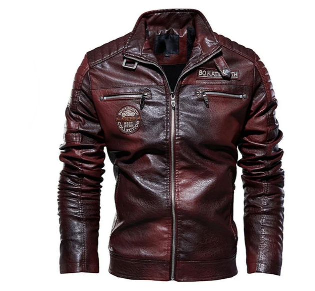 Men's Patched Leather Jacket by Joach