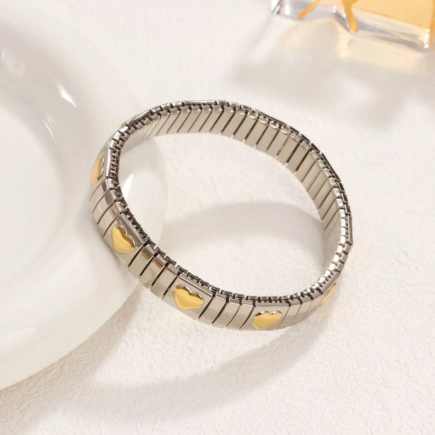 Rose Gold Tone Metal Love Stretch Bracelet