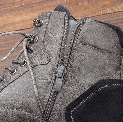 Durable Leather Boots Outdoor - Orthopedic boots with side zip