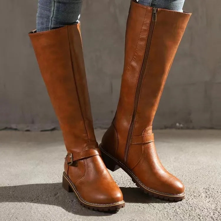 Isla Knee-High Boots | Buckled Lug Sole Boots