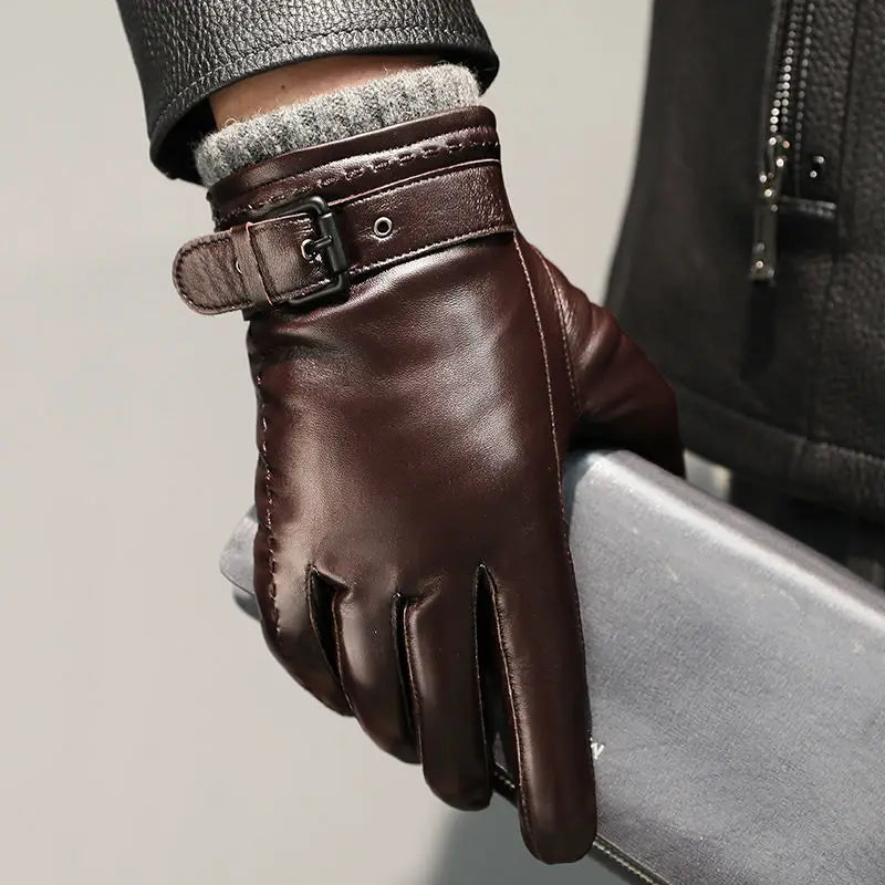 Soft Leather Gloves with Warm Fleece Cuffs