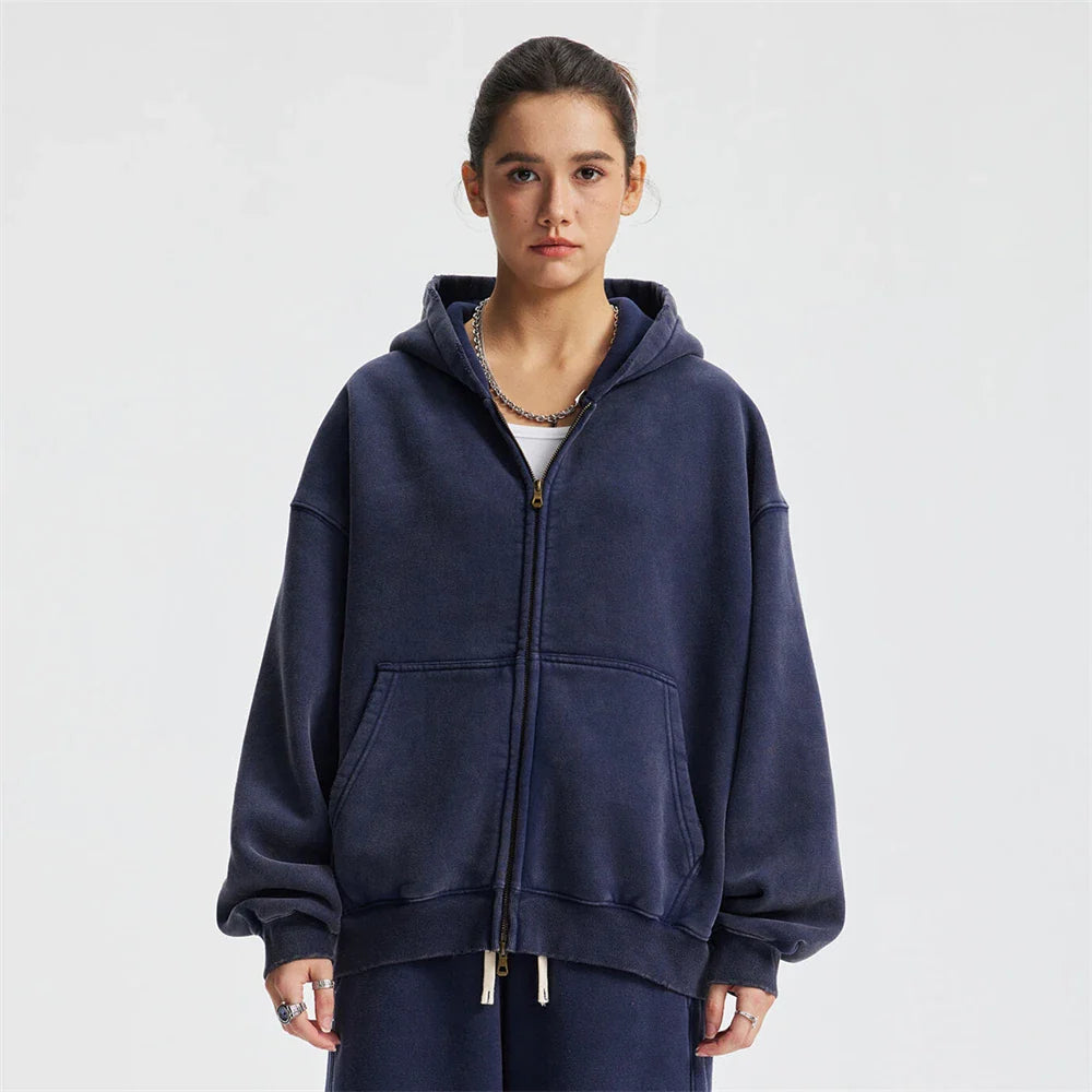 Warm Fleece Zip Up Hooded Jacket