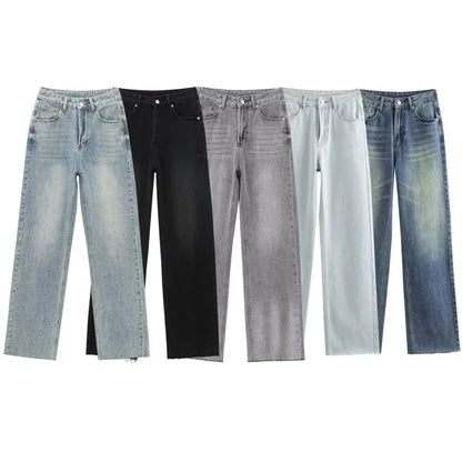 Comfortable High Waisted Wide Leg Jeans Women - BritishElegance