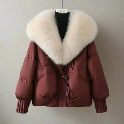 Harper Relaxed Fit Puffer Jacket | Fur Collar Toggle Closure Jacket