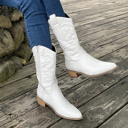Western Embroidered Ankle Cowboy Boots for Women