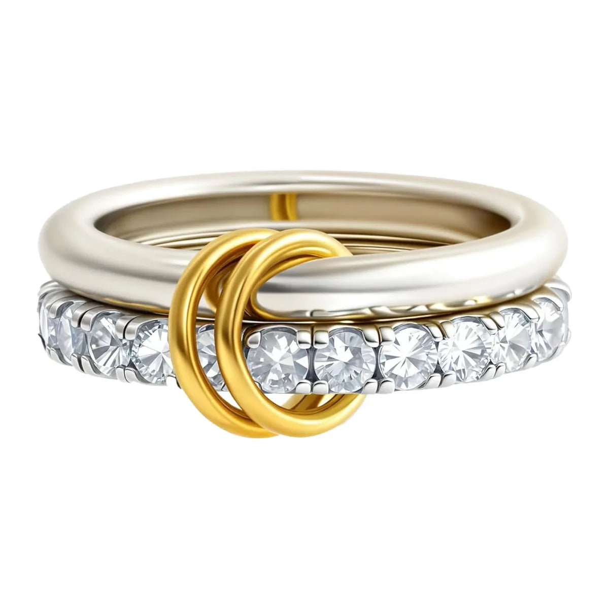 Simple Dual Tone Copper Band Ring Set