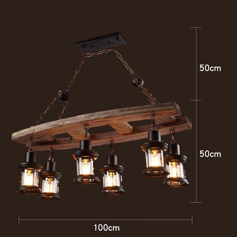 Rustic Metal Wood LED Ceiling Lamp