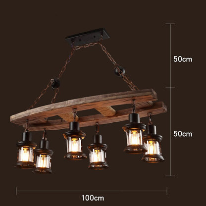 Rustic Metal Wood LED Ceiling Lamp