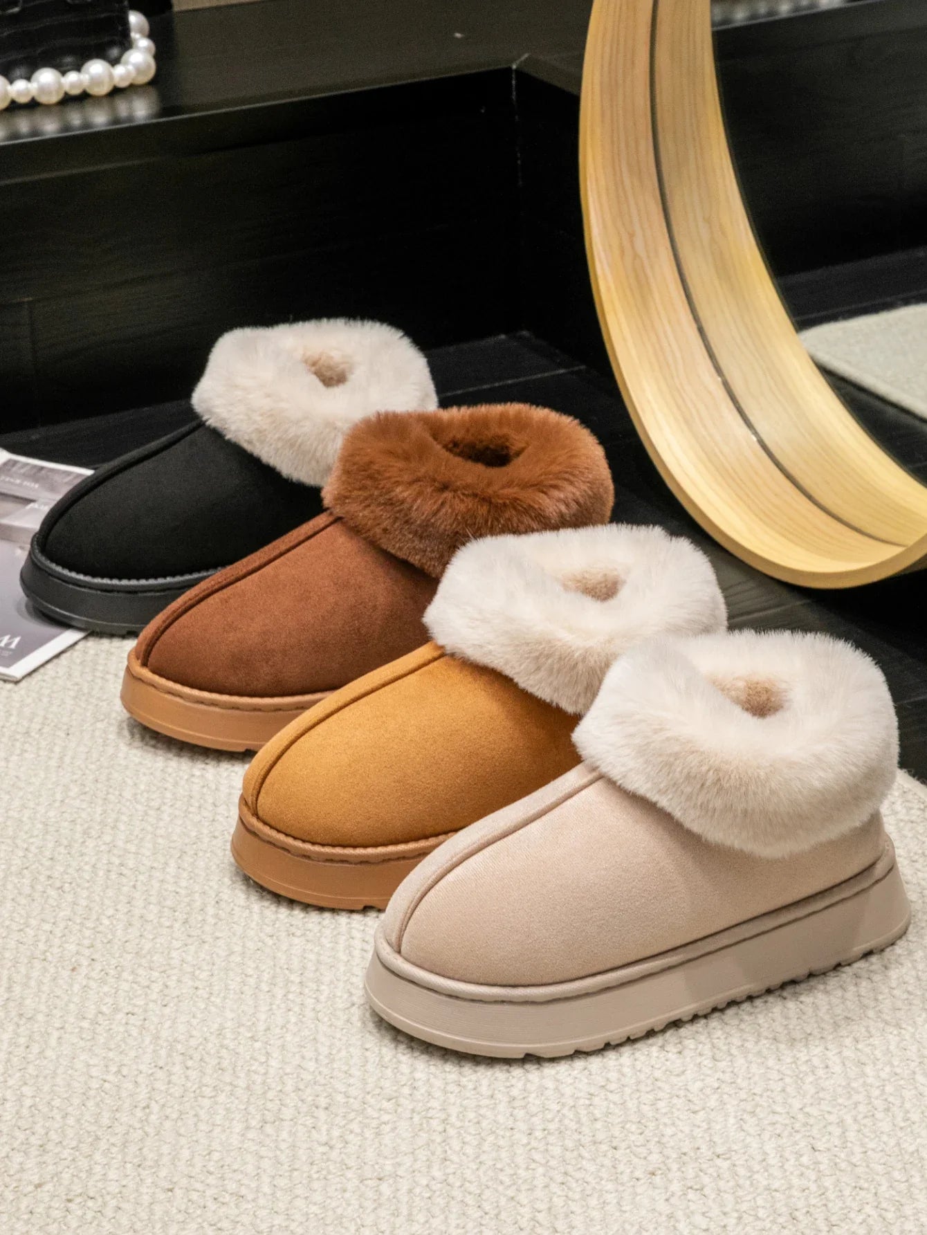 Cozy Faux Fur Slipper Boots for Women - Warm Indoor Shoes - BritishElegance