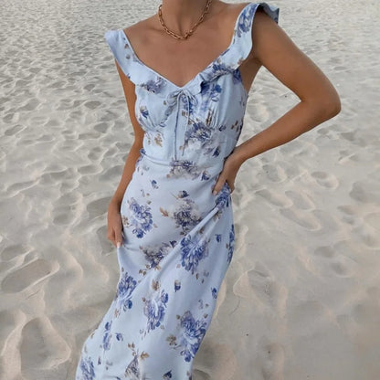 Beautiful V-Neck Strapless Maxi Dress