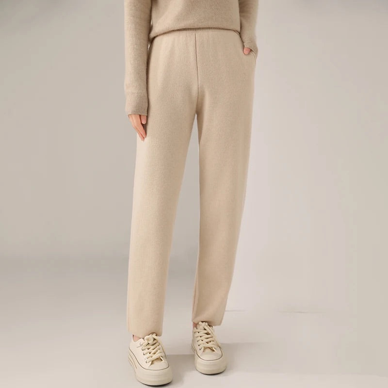 Isabella Relaxed Fit Straight Leg Pants | Elastic Waist Pockets Pants