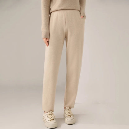 Isabella Relaxed Fit Straight Leg Pants | Elastic Waist Pockets Pants