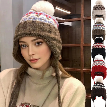 Warm Women's Knit Hat with Pom Pom - BritishElegance