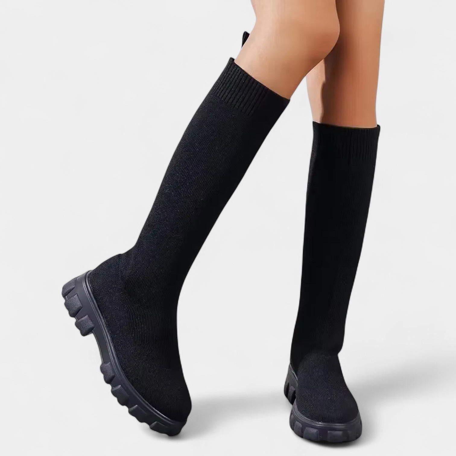 Comfy Women's Knee High Boots - Thick Heel, Easy Slip-On - BritishElegance