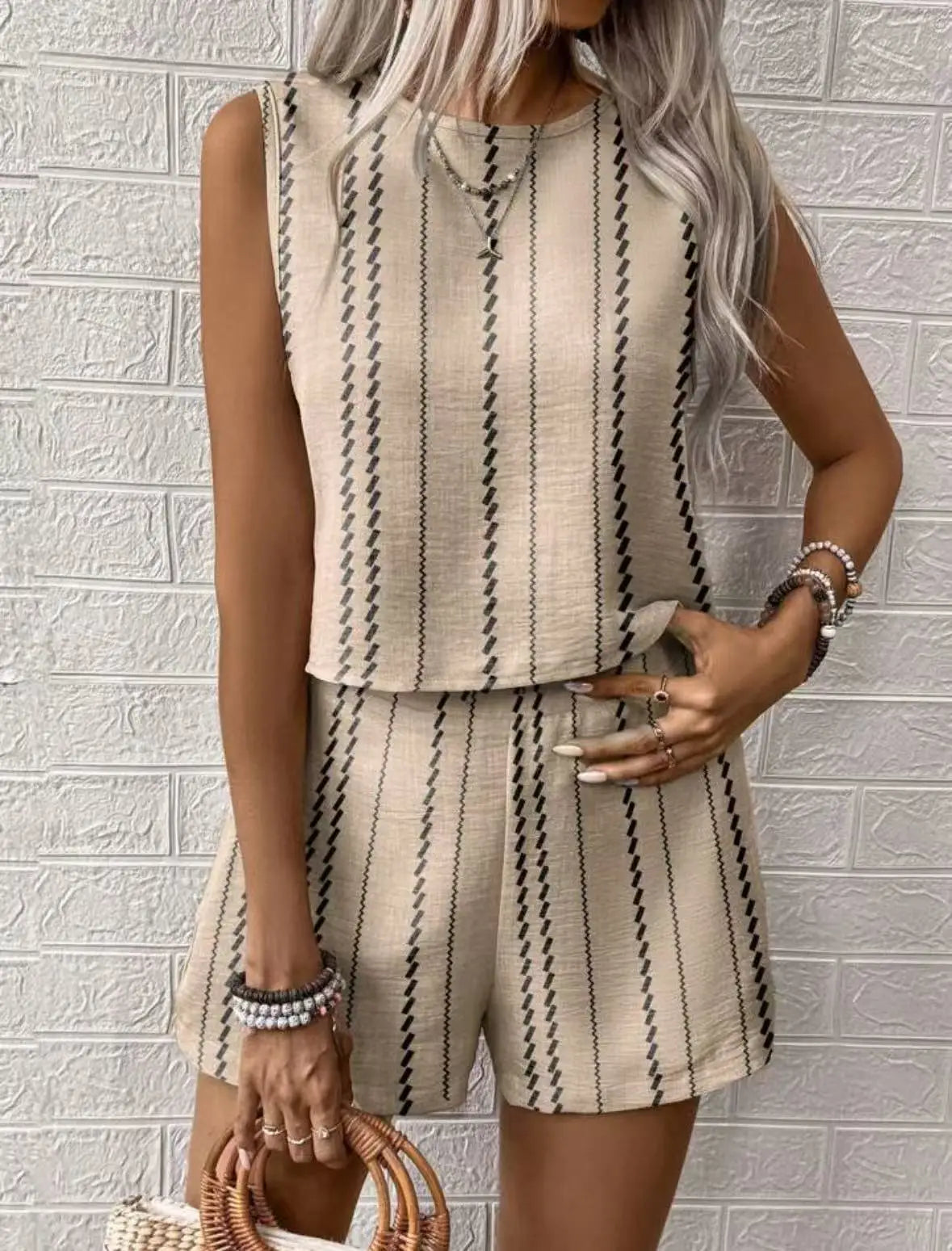 Breathable Summer Tank Top and Shorts Outfit Set