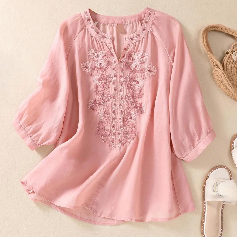 Embroidered Chiffon Boho Blouse | Lightweight Flowy Summer Top