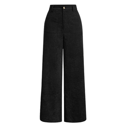 Classic High Waisted Wide Leg Women's Pants with Pockets