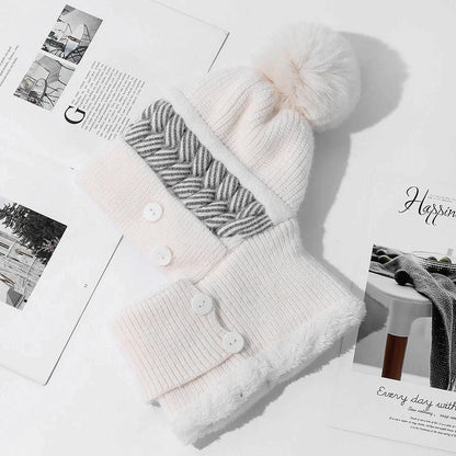Soft Fuzzy Pom Pom Beanie Hat