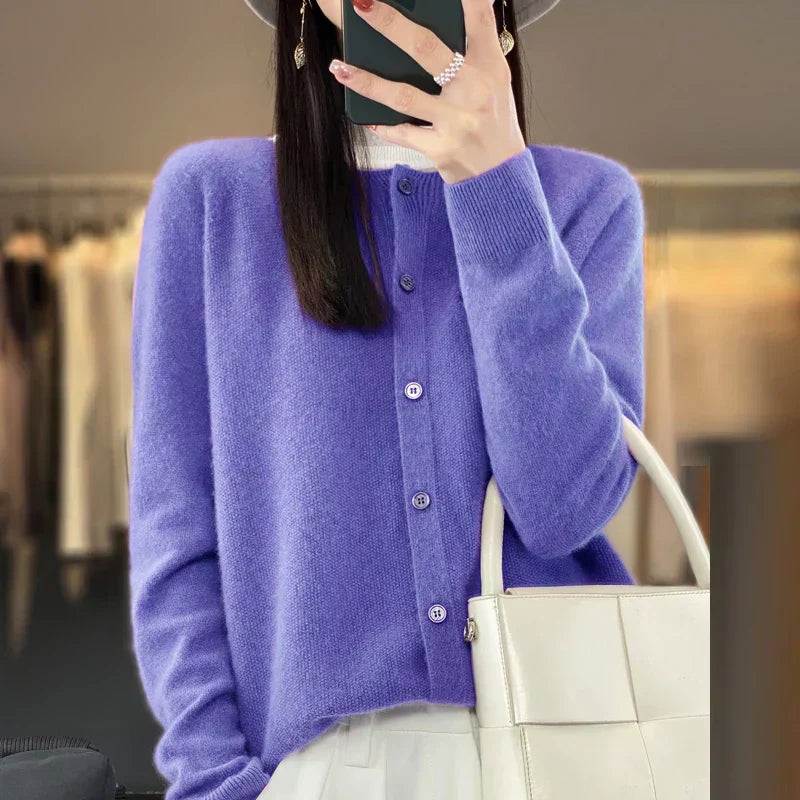 Soft Women's Open Front Wool Cardigan Sweater