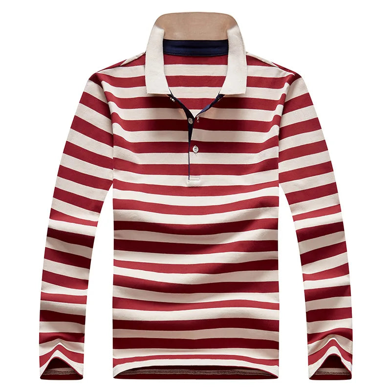 Classic Men's Striped Polo Cotton Shirt