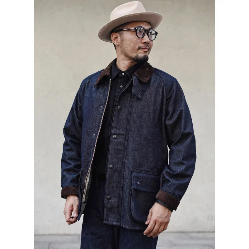 Zane – Men’s Rustic Denim Trench Coat | Durable Elegance