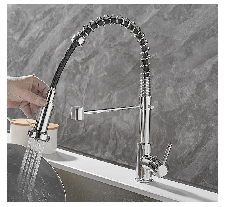 Modern 2 Handle Kitchen Faucet In Black And Gold