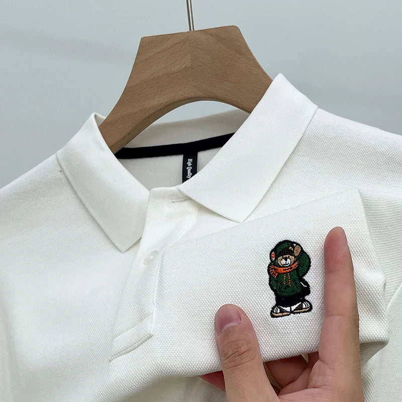 Casual Cotton Mens Long Sleeve Polo Shirt