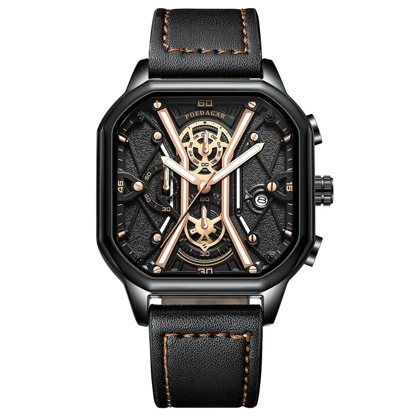 Stylish Men's Leather Chronograph Watch