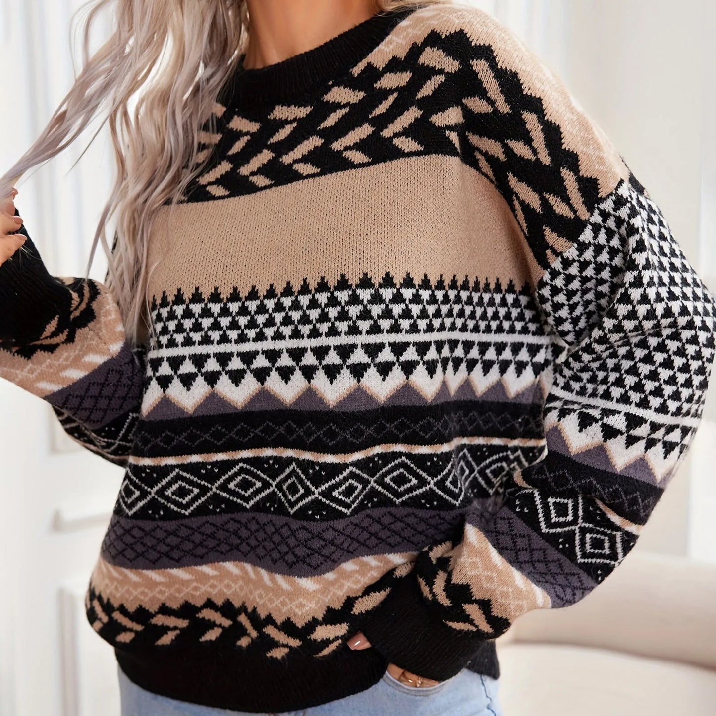 Haze | Retro knit contrast sweater