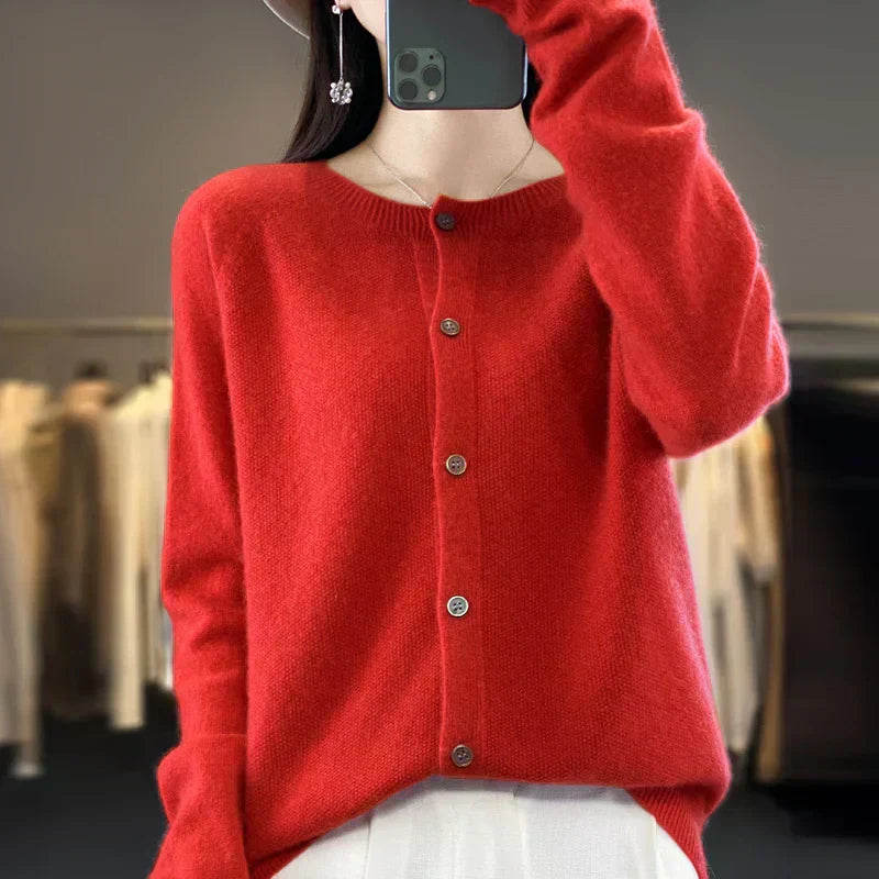 Soft Women's Open Front Wool Cardigan Sweater