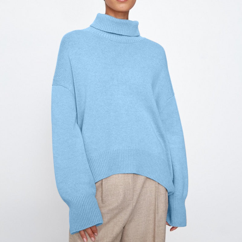 Cozy Oversized Winter Knit Turtleneck Sweater