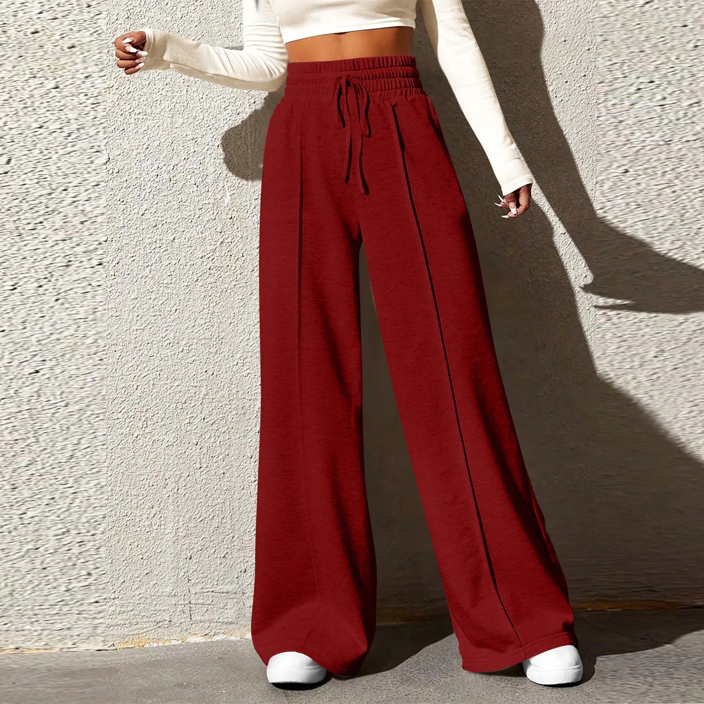 Comfortable Elastic Waist Wide Leg Joggers