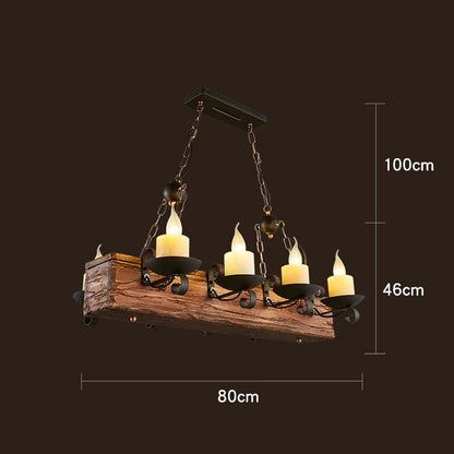 Rustic Metal Wood LED Ceiling Lamp