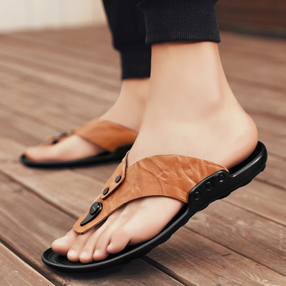 Arvento | Italian Leather Slides – Rivet Detail with Anti-Slip Comfort Sole