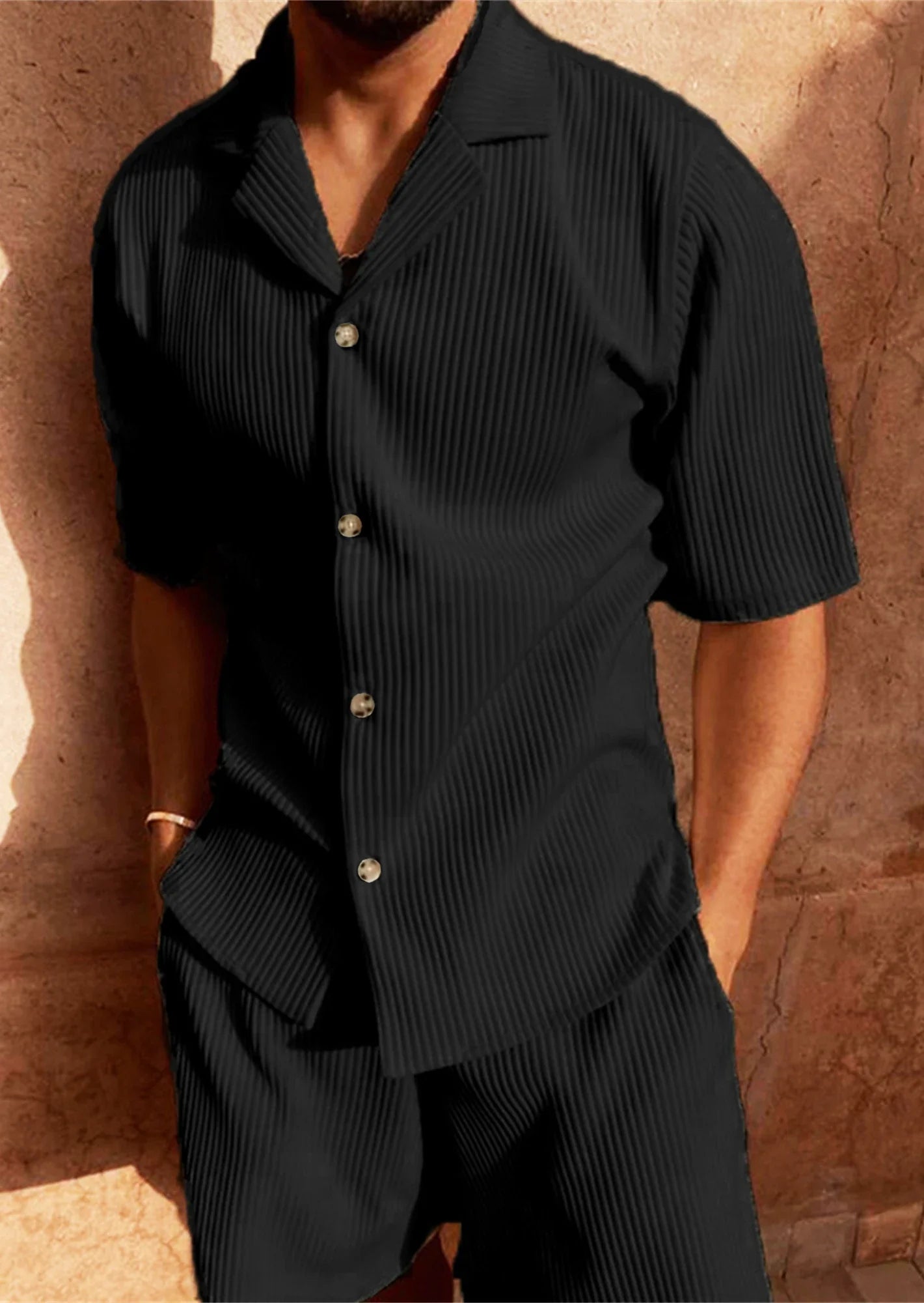 Men's Relaxed Summer Shorts Set - Casual Shirt & Shorts