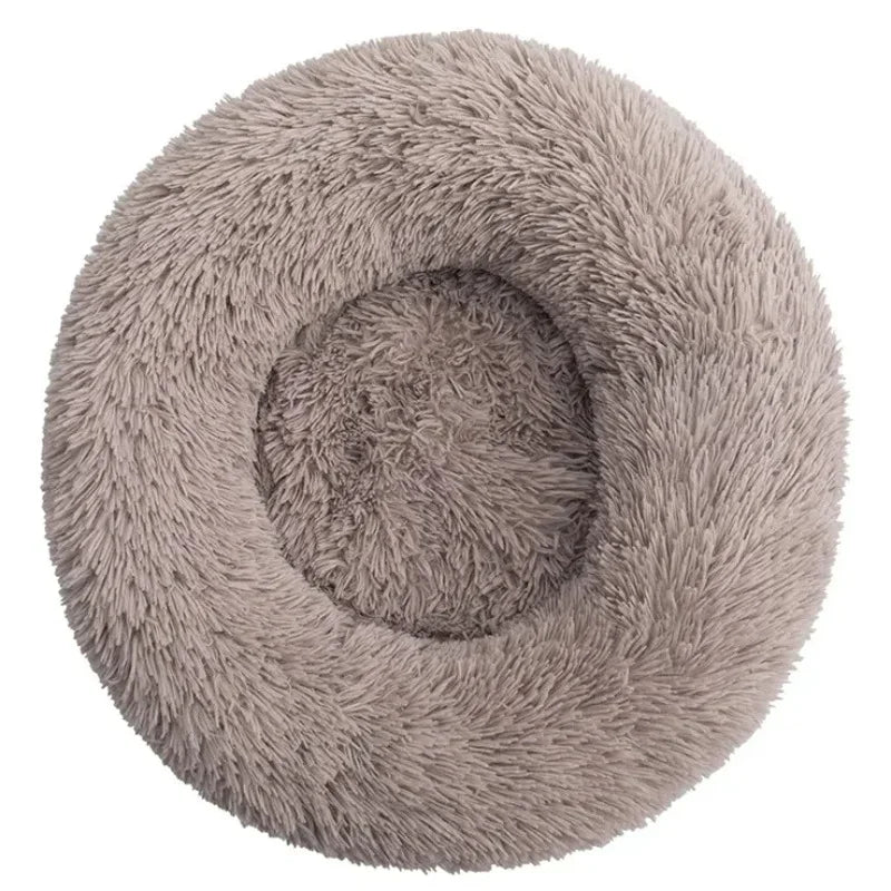 Comfy Round Furry Pet Bed for Cats and Dogs