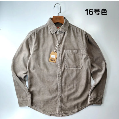 Classic Casual Corduroy Shirt for Men - Cotton Long Sleeve