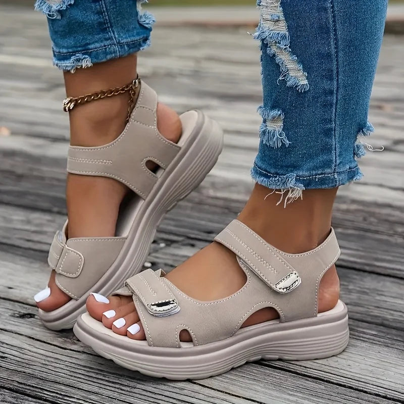 Comfortable Wide Fit Summer Wedge Sandals - BritishElegance