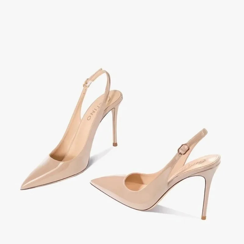 Shiny Buckle High Heel Sandals - BritishElegance